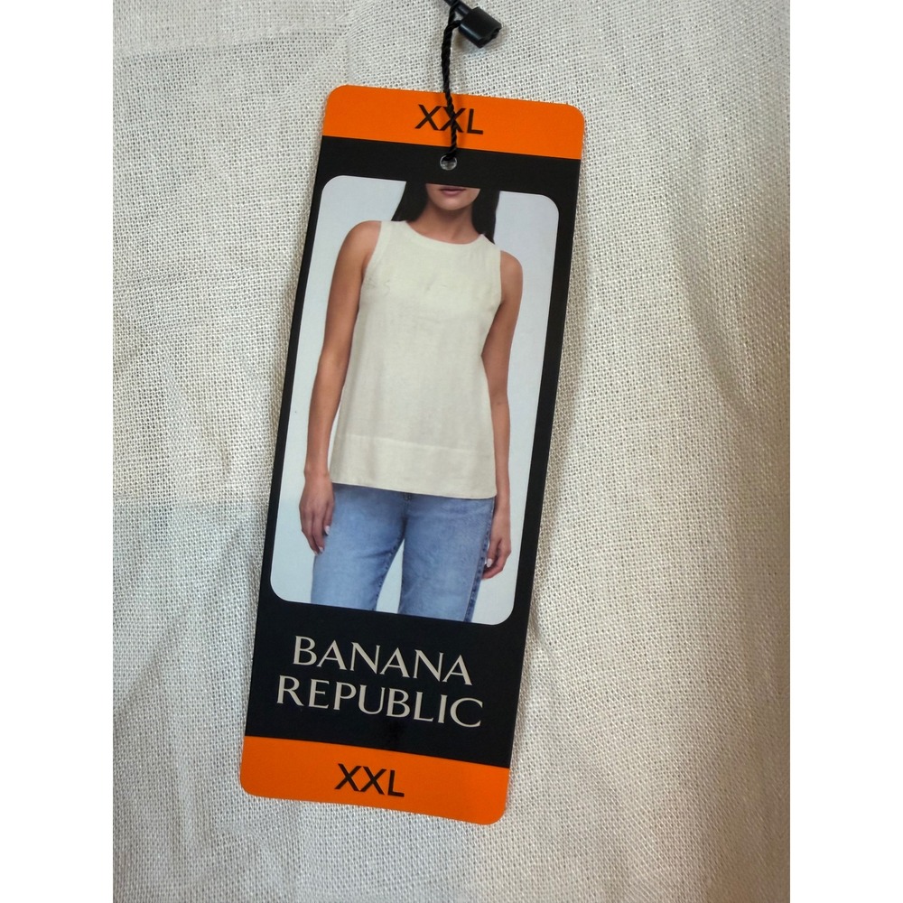 NWT Banana Republic Womens Cream Linen Rayon Sleeveless Shell Top XXL Layering - Picture 4 of 10
